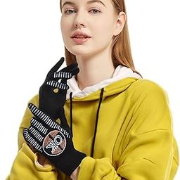 Printed Black Warm Winter Full Finger Cold Weather Gloves For Women (Pack of 1)-image-44