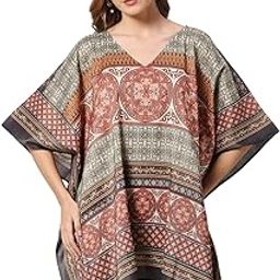 Women's || Multicolor Printed || Viscose Material || Midi Dress Kaftan for Women || Short Kaftan-picture-1