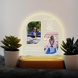 MerchX Personalized,Customized Tabletop Photo Frame Acrylic Printed Happy Birthday LED Table Lamp/Plaque Personalised with Birthday Decoration/Gift for Family,Friend & Special one Design-50-image-66