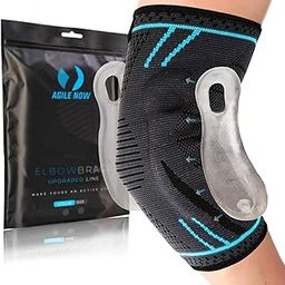 AGILE NOW® Upgraded Elbow Support Stabilises & Protects Joints, Non-Slip Tennis Elbow Bandage with Curved Gel Pads, Suitable for All Sports Such as Tennis, Weightlifting & Golf (L, Blue)-image-45