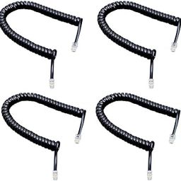 Linketel Telephone Handset Phone Extension Cord Curly Coil Line Cable Wire 2 Meter (Black, Pack of 4)-image-56