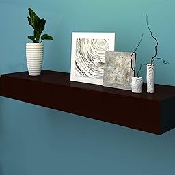 vudy Engineered Wood Painted Finish Design Wall Shelf with Hidden Compartments for Storage, Set of 1,Walnut-6