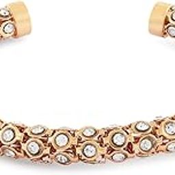 Gold Tone Dazzling Austrian Diamonds Contemporary Kada Style Bracelet For Women-ZPFK17225-18
