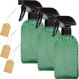 16oz Glass Spray Bottles,Handheld Pressure Spray Bottles,Adjustable Nozzle(Spray,Stream),Reusable Container (3 PCS, Green)-10