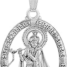 � Silver Plated Krishna Pendant Necklace Religious Jewellery for Men/Women-image-46