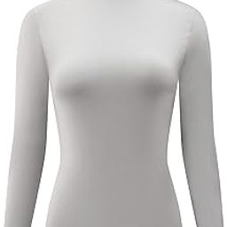 Lightweight Ruffle Mock Neck Tops Ribbed Lettuce Trim Soft Base Layer for Women-41