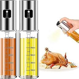 Oil Sprayer for Cooking, 2Pack 100ml Olive Oil Spray Dispenser Bottle, Transparent Vinegar Mister for BBQ, Salad, Baking, Roasting, Grilling, Air Fryer-1