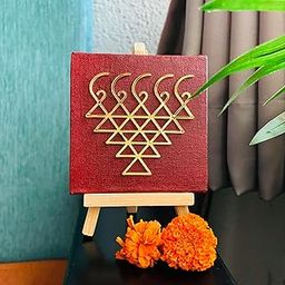 Saraswati Yantra Canvas Maroon with stand | | Perfect for Student Study Room and Office Desk Accessory | Gifting | Home Decor | House Warming Gift-11