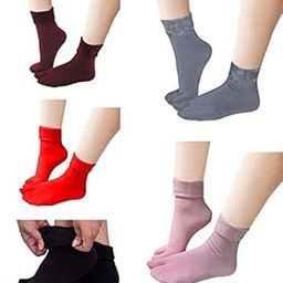 winter socks for women velvet socks with toe Multicolor, Free Size - Pack of 5-picture-50