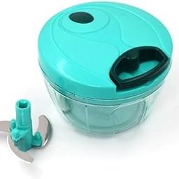 Manual Food Chopper with Pull String, Turquoise, 3 Blades-image-7