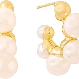 Earring For Women Gold Toned Pearl Studded Hoop Earrings For Women and Girls-image-7