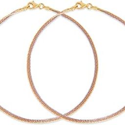 925 Sterling Silver Modest Minimal Triple Tone Plating Chain Anklet (Pair) | Gift for Women & Girls | With Certificate of Authenticity & 925 Stamp|Mother's Day-image-36