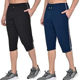 Men's Regular Fit Cotton Three Quarter Capri, Printed Running Shorts, Casual Lounge Sleep Shorts Pack of 2-image-43