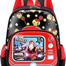 Children Cute 3D Cartoon Printed Durable & Waterproof PU School Bag Lightweight Breathable Spine Protector Kindergarten Backpack Multi-Purpose Preschool Bag for 2-5 Years Kids, Boys, Girls-2