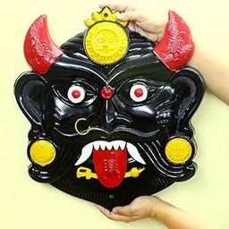 Nazar Battu for Home Entrance Row House Gate | Black 18 Inch X-Large | Hard Plastic | Mahakal Mask Wall Hanging | Evil Eye Protector | Najar Raksha Kavach | Mfg By Narain Stores Puja Samagri Wholesale-picture-23