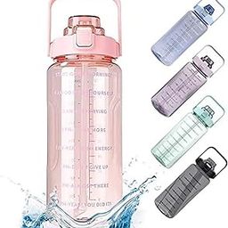 GOXIN 2L Motivational Drinking Water Bottles with Time Marker and Removable Straw, Leakproof Big Water Jug Sports Water Bottles for Fitness, Gym, Sports and Camping (Pack of 2)-picture-18