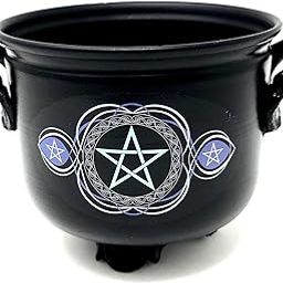 Essencio Shop Cauldron with Pentacle | Made of Cast Iron| Fire Proof Burning Bowl | 5 inch Width | Incense Burner | Charcoal Burner | Spell Cauldron-31