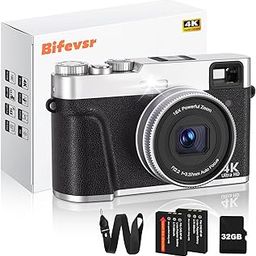 Bifevsr 4K Digital Camera with SD Card, 48MP Vlogging with Flash Dial Viewer, Photography and Video Autofocus, Portable Travel, 16X Zoom Anti-Shake-21