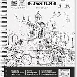 Anupam Sketch-O Sketchbook A5 | 50 Sheets 100 Pages | 140GSM | Durable Acid Free Drawing Paper for Watercolour, Acrylic, Gouache Side Spiral-Bound Sketchpad for Artists & Professionals (Pack of 2)-19