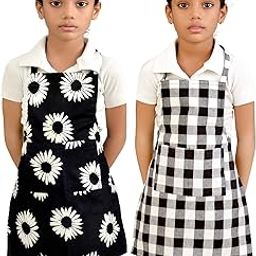 Switchon waterproof kids multi purpose cooking painting and school apron with front pocket pack of 2 apron, Proudly made in india-image-19
