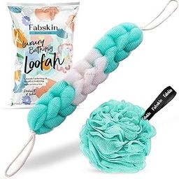 Fabskin Luxury Back Scrubber Loofah Belt Loofah for Bathing for Men and Women - Strechable 9 Knots Bath Sponge (Green Back Scrubber + Loofah)-image-35