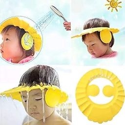 M.S TRADERS Adjustable Safe Soft Bathing Baby Shower Cap Wash Hair for Children Baby Eye Ear Protector (multi Color)-picture-18