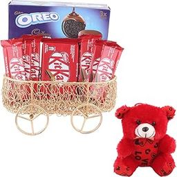 SFU E Com Neastle Chcoolate Gift | Valentine Teddy Bear With Chocolate Combo | Valentine Chocolate Hamper | 962-60