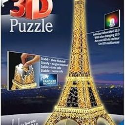 Ravensburger 3D Puzzles Eiffel Tower Night Edition, Multi Color (216 Pieces)-12 99 Month for Kids-10