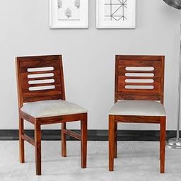 Craftswood Solid Sheesham Wood Marin Dining Chair with Cushion Set of 2 for Dining Room Home Office Wooden Study Chairs for Students Garden Outdoor Dining Room Furniture | Honey_Finish-image-57