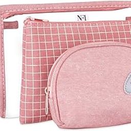 NFI essentials Set of 3 Cosmetic Pouch Makeup Pouch Vanity Pouch Travel Organizer Toiletry Pouch for Women Zippered Pouch Set, Large, Medium, Small Makeup Bag-6