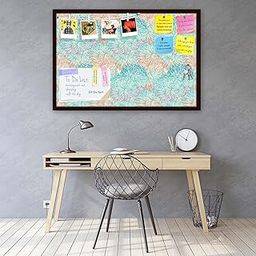 ArtzFolio Vintage Cloudy | Bulletin Board Notice Pin Board | Vision Soft Board Combo with Thumb Push Pins & Sticky Notes | Dark Brown Frame | 36 x 24 inch (91 x 61 cms)-image-31