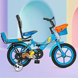 VESCO Kiddo 14T Bicycle for Kids | Rigid Suspension | Frame Size: 9 Inch | Backrest Seat & Side Training Wheel Kid Cycle | Ideal for 3 to 5 Years (Blue)-10