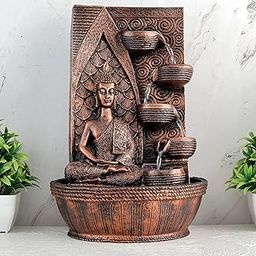 Global Grabbers Polyresin Table Top Indoor Outdoor Water Fall Fountain with LED Lights Home Decor Decoration Gift Gifting Items-A_COP-B4-image-97