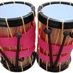 AZATTO Set of 2 Indian Made Musical Drums Chenda Dhol Toys for Kids with Hanging thread and Sticks (Small size)-12