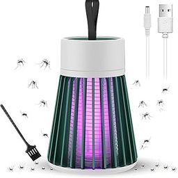 Portable USB Mosquito Killer Lamp, UV LED Bug Zapper, Purple Light, White and Green-image-11