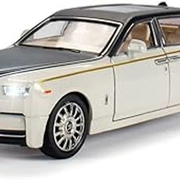 @ASQUAREHUB 1:24 Scale Diecast Model Car, Two-Tone White and Black with LED Lights-image-8