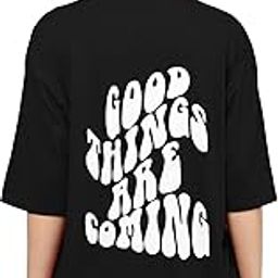 Women Casual Printed Short Sleeve with Round Neck Cotton Blend Over Size Longline Drop Shoulder, Very Trendy Printed, Boho Style Black T-Shirt_PT_398-image-82