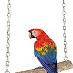 KSK Bird Swing Toy, Bird Parrot Swing Chewing Toys, Large Natural Wooden Parrots Swing Stand Toys for African Greys, Macaw,Umbrella Cockatoo Larg & Meddium Size Bird Cage Accessories-picture-14
