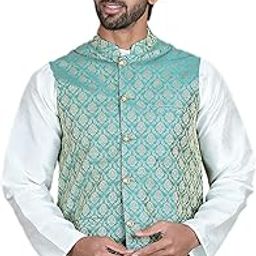 Woven Design Nehru Jacket For Men-14