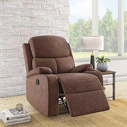 @home by Nilkamal Matt 1 Seater Fabric Manual Recliner with Cup Holder (Cocoa) | 1 Year Warranty | Self Assembly, Cocoa (Brown)-6