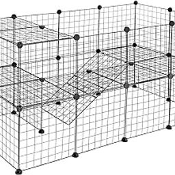 SEVVY - Mesh Pet Cage - 36 Pcs - Mesh Panels - DIY Small Animal Cage for Rabbits, Guinea Pigs, Puppies - Iron - White-image-63