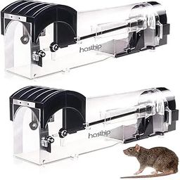 HASTHIP® 2 Pieces Mice Trap Cage for House Garden Patio, 32 cm Humane Mouse Trap Cage, Reusable Enlarged Smart Rat Catcher and Rodent Trap-0