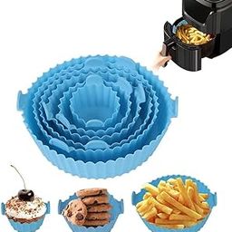 Silicone Air Fryer Liner Set, Reusable Food Container Trays, Multi-Purpose Cooking Accessories, Blue-image-41
