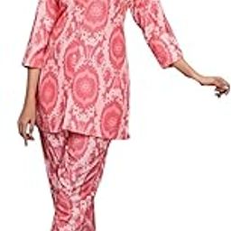 Women Two-Piece Outfits-Ethnic Co Ord Set Rayon Printed 3/4 Sleeve-NG-056-image-71