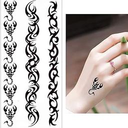 S.A.V.I 3D Temporary Tattoo Sticker Beautiful Black Colour Tribal Totem Cross Heart Popular Design Size 19x9 Cm - 1pc. (71), Multicolor, 4 g-42
