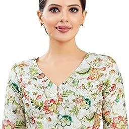 Women's Multi Coloured Printed Saree Blouse-6