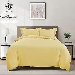 Tencel 100% natural ™ Lyocell 4 piece Bedding Set in Solid Colours (Yellow, Super Queen)-image-4