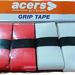 Acers Racket Grip Pack of 4 PU Material(Rubber) Badminton/Squash/Tennis (Pack of 2 Red 2 White)-image-13