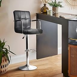 KOORSI & COMPANY. Fluffy Bar Stool Chair Modern Height Adjustable Bar Chairs for Home, 360 Degree Swivel Seat Top | Bar Chairs for Home Kitchen with Footrest,6 Month Limited Warranty (Black 1pcs)-image-22