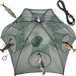 6 Holes Imported Durable Umbrella Fishing Crab Trap NET. COLLABSIBLE Fish Trap NET. River, OCCEN and Pond Fishing Tool-picture-18